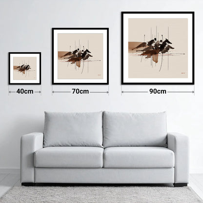 Pulse of the Turf - size guide showing 40cm, 70cm and 90cm art prints