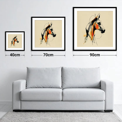 Dynamic Amber Profile - size guide showing 40cm, 70cm and 90cm art prints