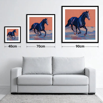 Vibrant Indigo Surf - size guide showing 40cm, 70cm and 90cm art prints