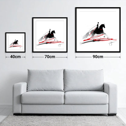 Passion in Passage - size guide showing 40cm, 70cm and 90cm art prints