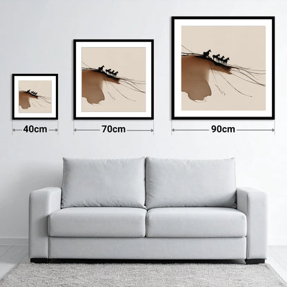 Herd on the Horizon - size guide showing 40cm, 70cm and 90cm art prints