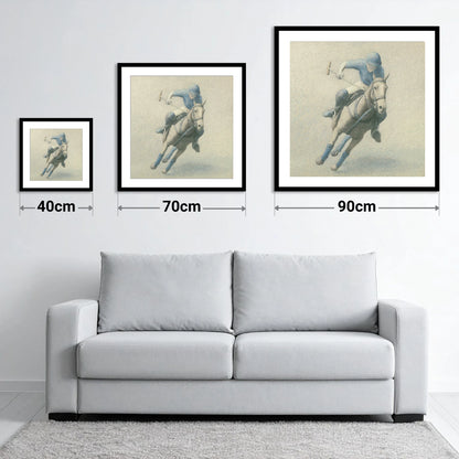 The Slate Blue Chukka - size guide showing 40cm, 70cm and 90cm art prints