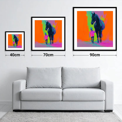 The Brightest Bond - size guide showing 40cm, 70cm and 90cm art prints