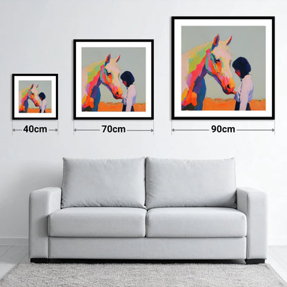 Vivid Connection - size guide showing 40cm, 70cm and 90cm art prints