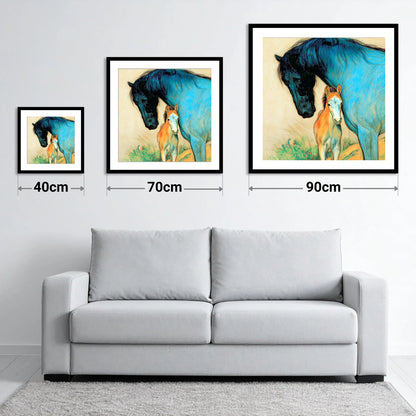 Vivid Devotion - size guide showing 40cm, 70cm and 90cm art prints
