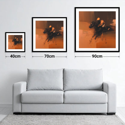 Amber Rush - size guide showing 40cm, 70cm and 90cm art prints