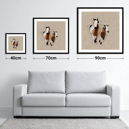 Bond In Motion - size guide showing 40cm, 70cm and 90cm art prints