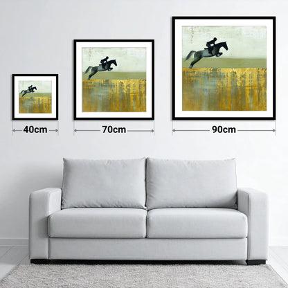 Golden Momentum - size guide showing 40cm, 70cm and 90cm art prints