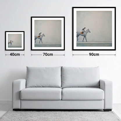Silent Stride - size guide showing 40cm, 70cm and 90cm art prints