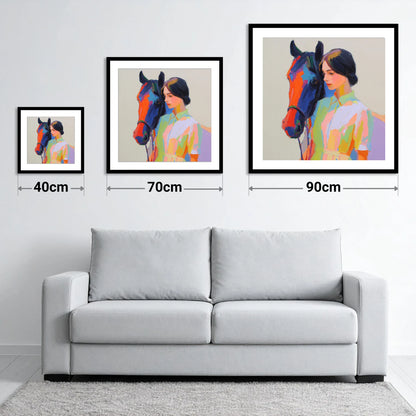 Radiant Companionship - size guide showing 40cm, 70cm and 90cm art prints