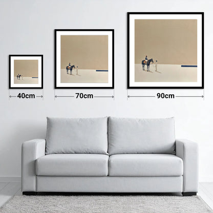 Quiet Anticipation - size guide showing 40cm, 70cm and 90cm art prints