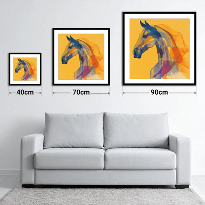 Vibrant Cobalt Contours - size guide showing 40cm, 70cm and 90cm art prints