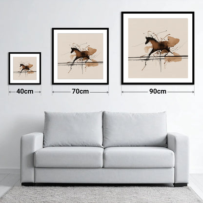 Dynamic Ink Canter - size guide showing 40cm, 70cm and 90cm art prints