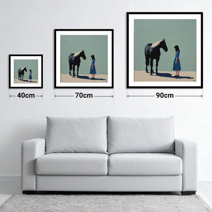 Quiet Understanding - size guide showing 40cm, 70cm and 90cm art prints