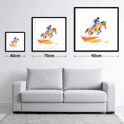 Vibrant Flight - size guide showing 40cm, 70cm and 90cm art prints