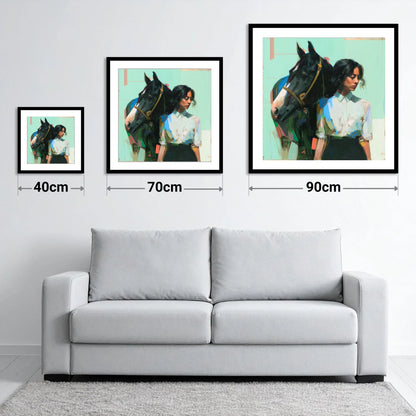 The Shared Silence - size guide showing 40cm, 70cm and 90cm art prints