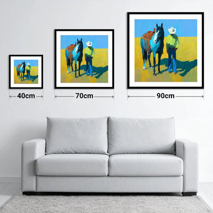 Vibrant High Plains Companion - size guide showing 40cm, 70cm and 90cm art prints