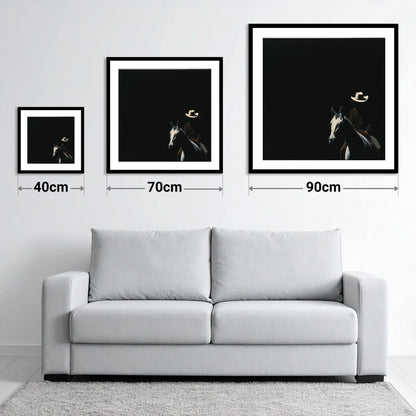 Western Solitude - size guide showing 40cm, 70cm and 90cm art prints