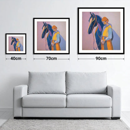 A Quiet Harmony - size guide showing 40cm, 70cm and 90cm art prints