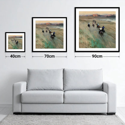 The Beach Chukka - size guide showing 40cm, 70cm and 90cm art prints