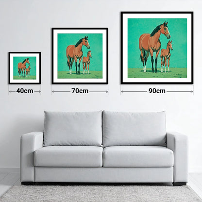 Striking Bay Bloodlines - size guide showing 40cm, 70cm and 90cm art prints