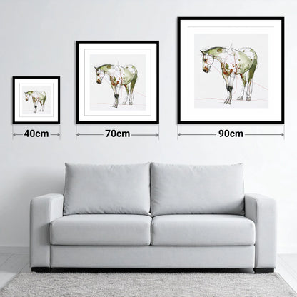 Earthy Appaloosa Contour - size guide showing 40cm, 70cm and 90cm art prints