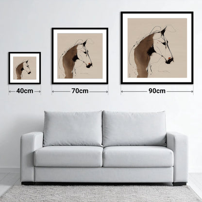 Fluid Sepia Profile - size guide showing 40cm, 70cm and 90cm art prints
