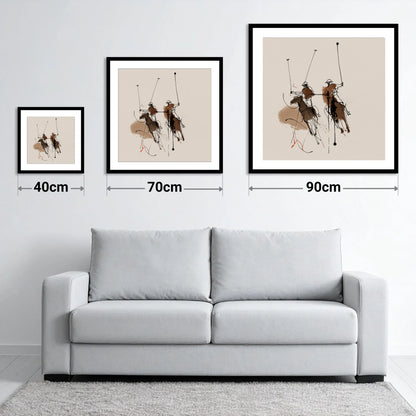 Dynamic Ride Off - size guide showing 40cm, 70cm and 90cm art prints