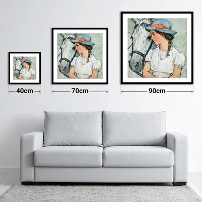 A Quiet Bond - size guide showing 40cm, 70cm and 90cm art prints