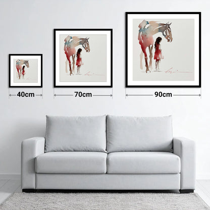 Silent Bond - size guide showing 40cm, 70cm and 90cm art prints