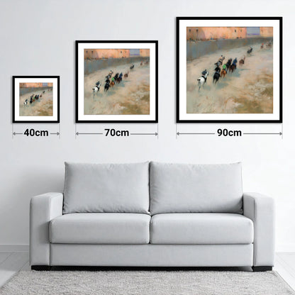 The Thundering Pack - size guide showing 40cm, 70cm and 90cm art prints