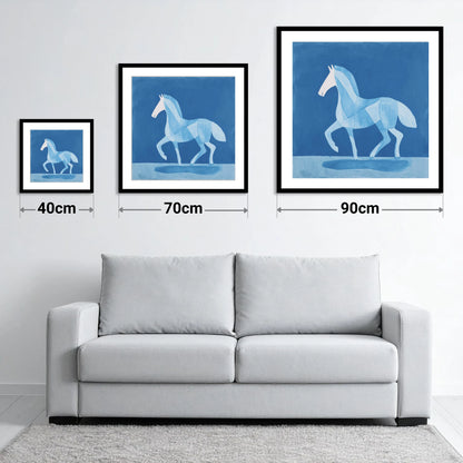 Ice Blue Cadence - size guide showing 40cm, 70cm and 90cm art prints