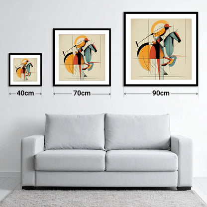 Structured Polo Strike - size guide showing 40cm, 70cm and 90cm art prints