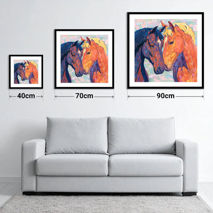 Kindred Spirits - size guide showing 40cm, 70cm and 90cm art prints