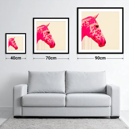 Vibrant Magenta Profile - size guide showing 40cm, 70cm and 90cm art prints