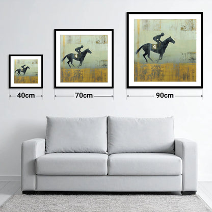 Gilded Number Four - size guide showing 40cm, 70cm and 90cm art prints