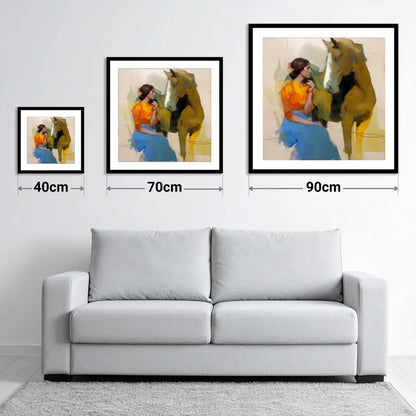 The Quiet Connection - size guide showing 40cm, 70cm and 90cm art prints