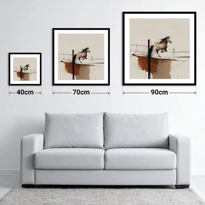 Clearing the Boundary - size guide showing 40cm, 70cm and 90cm art prints