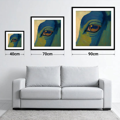 Cobalt Vision - size guide showing 40cm, 70cm and 90cm art prints