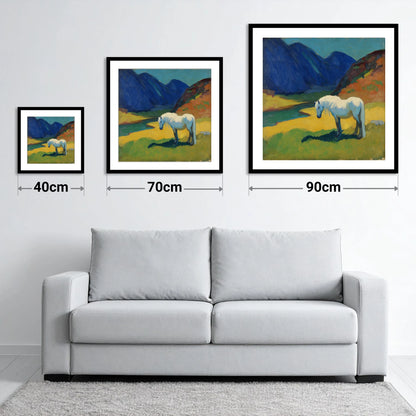 Vibrant Valley Grey - size guide showing 40cm, 70cm and 90cm art prints