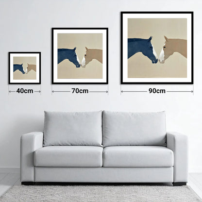 Kindred Spirits - size guide showing 40cm, 70cm and 90cm art prints