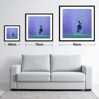 The Violet Chukka - size guide showing 40cm, 70cm and 90cm art prints