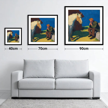 The Quiet Bond - size guide showing 40cm, 70cm and 90cm art prints