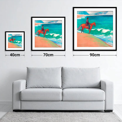 Chestnut By The Emerald Shore - size guide showing 40cm, 70cm and 90cm art prints
