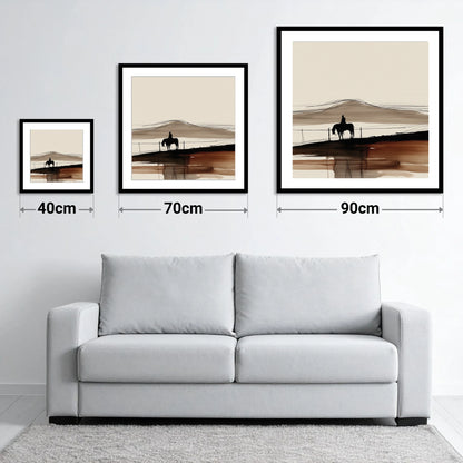 Western Solitude - size guide showing 40cm, 70cm and 90cm art prints