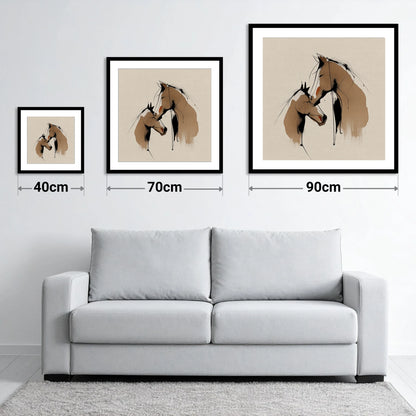 Tender Whispers - size guide showing 40cm, 70cm and 90cm art prints