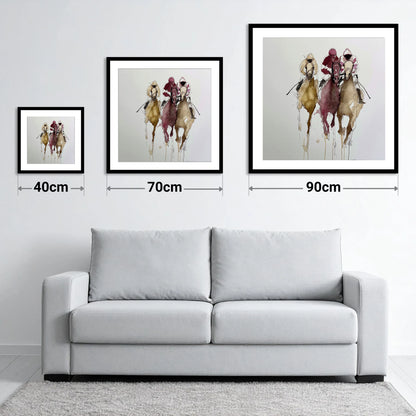 The Final Charge - size guide showing 40cm, 70cm and 90cm art prints