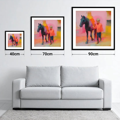 Radiant Companions - size guide showing 40cm, 70cm and 90cm art prints