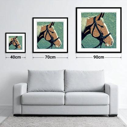 Bold Chestnut Profile - size guide showing 40cm, 70cm and 90cm art prints