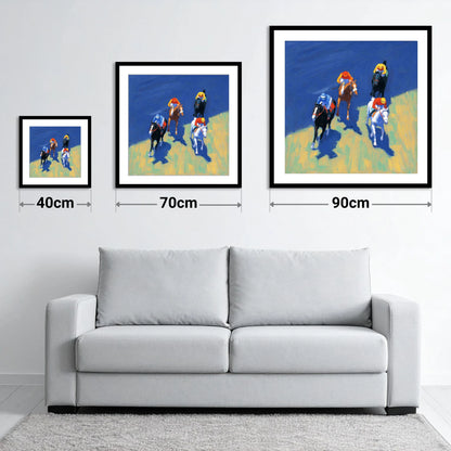 Turf Shadows - size guide showing 40cm, 70cm and 90cm art prints